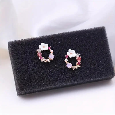 Fioralba - Stud earrings with floral motif and gemstone accents Aussie Label