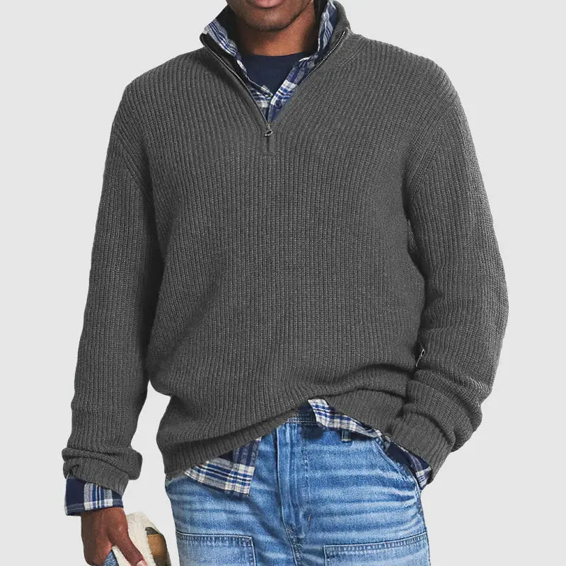 French - Men's cashmere business casual jumper with zip fastening-Bondi Label