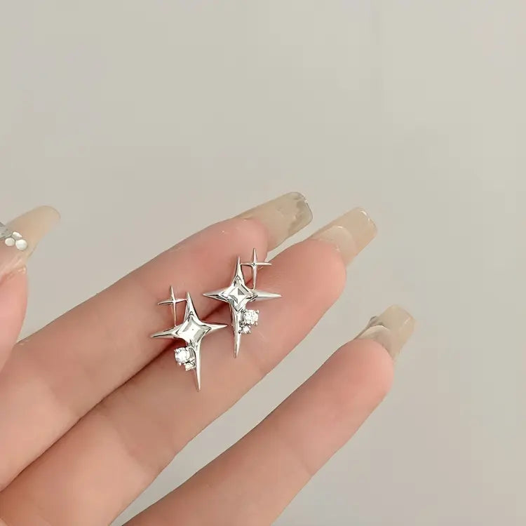 Astrielle - Star-shaped zirconia earrings with cross detail-Bondi Label