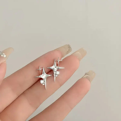 Astrielle - Star-shaped zirconia earrings with cross detail-Bondi Label