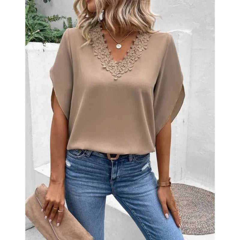 Comfortable Casual Lace V-Neck-Bondi Label