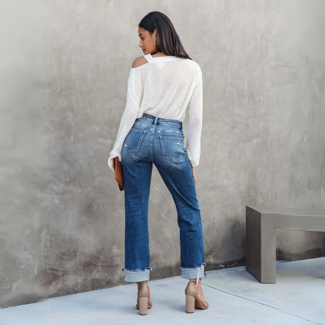 Melanie - Trendy High-Waist Denim Pants-Bondi Label