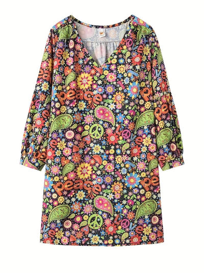 Gaila - Floral dress with V-neckline-Bondi Label