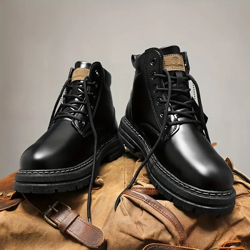 Ellie - Robust leather boots with non-slip platform sole-Bondi Label