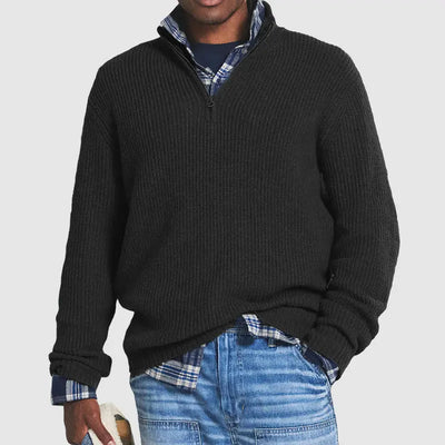 French - Men's cashmere business casual jumper with zip fastening-Bondi Label