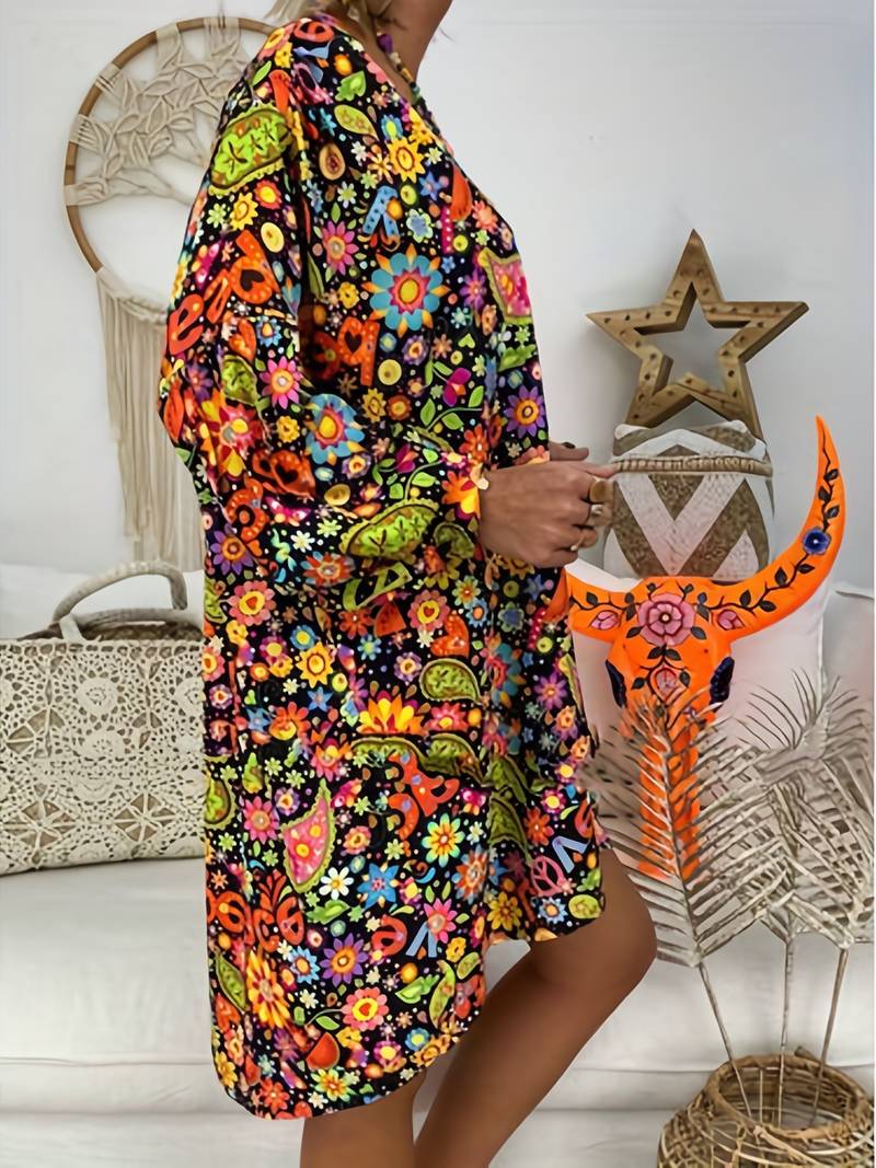 Gaila - Floral dress with V-neckline-Bondi Label