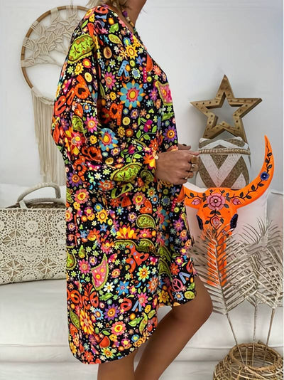 Gaila - Floral dress with V-neckline-Bondi Label