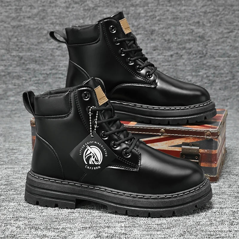 Ellie - Robust leather boots with non-slip platform sole-Bondi Label