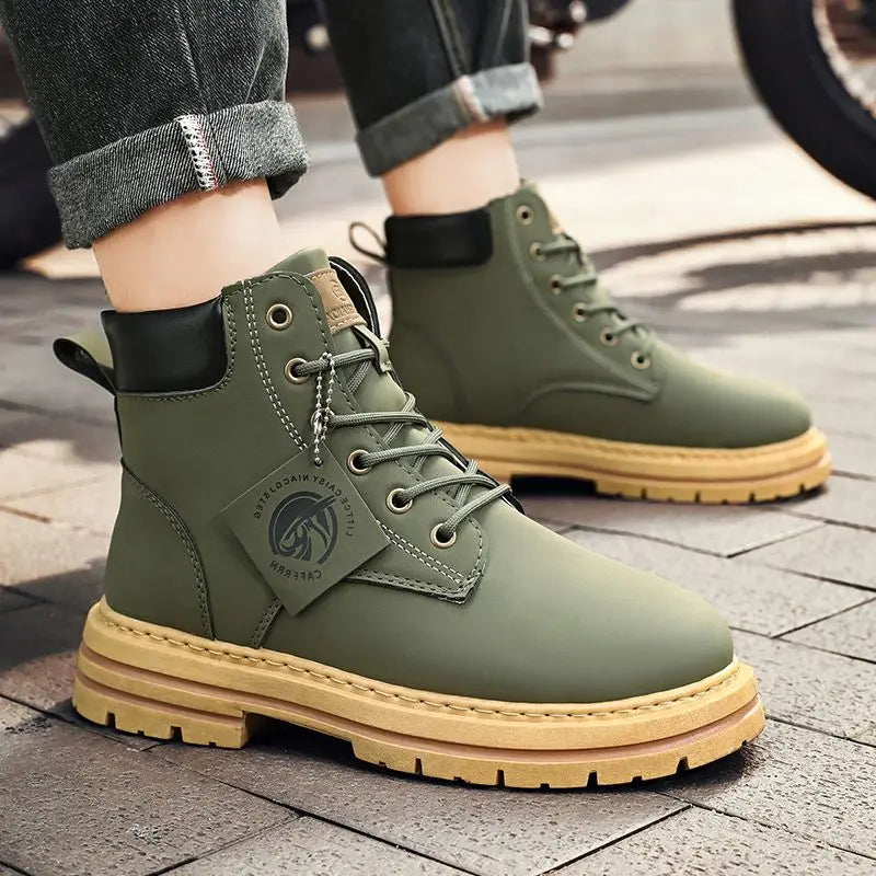 Ellie - Robust leather boots with non-slip platform sole-Bondi Label
