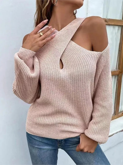 Solid Colour Shoulder Drop Cross Neck Sweater Aussie Label