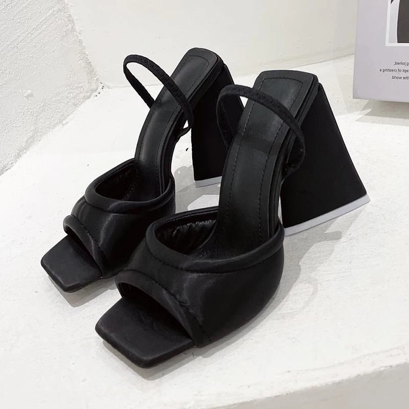 Isla - Sandals with open toe and triangular heels-Bondi Label
