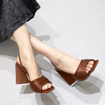 Isla - Sandals with open toe and triangular heels-Bondi Label