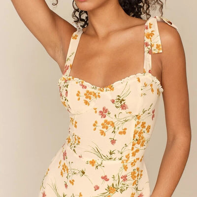 Marigold - Floral A-line summer dress with ruffles-Bondi Label