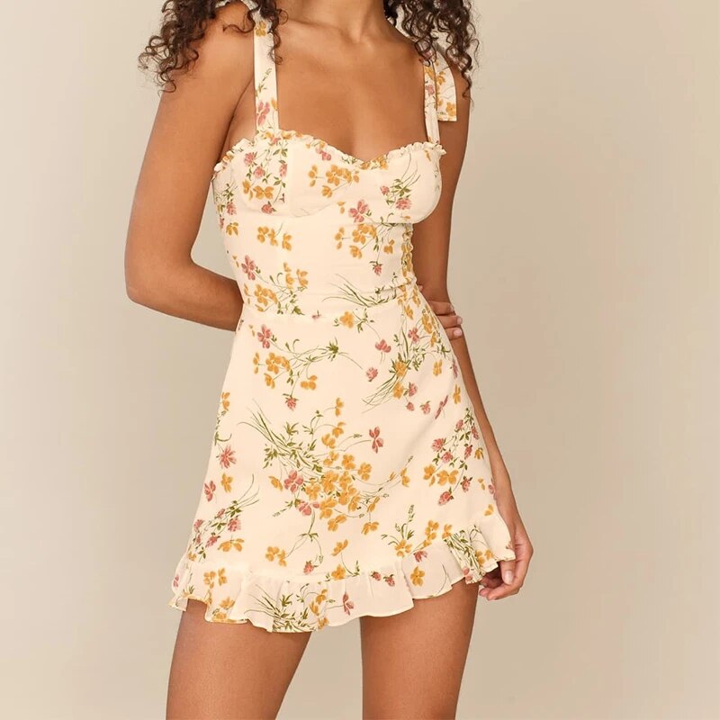 Marigold - Floral A-line summer dress with ruffles-Bondi Label
