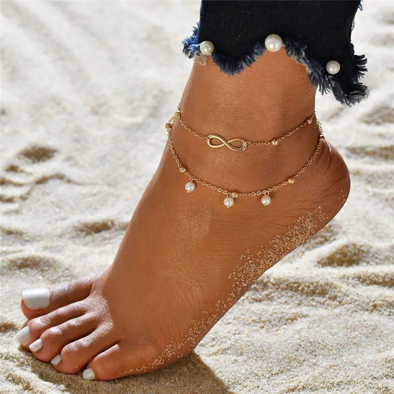 Creative ankle chain | Women's fashion Silver-coloured heart anklets for the summer-Bondi Label