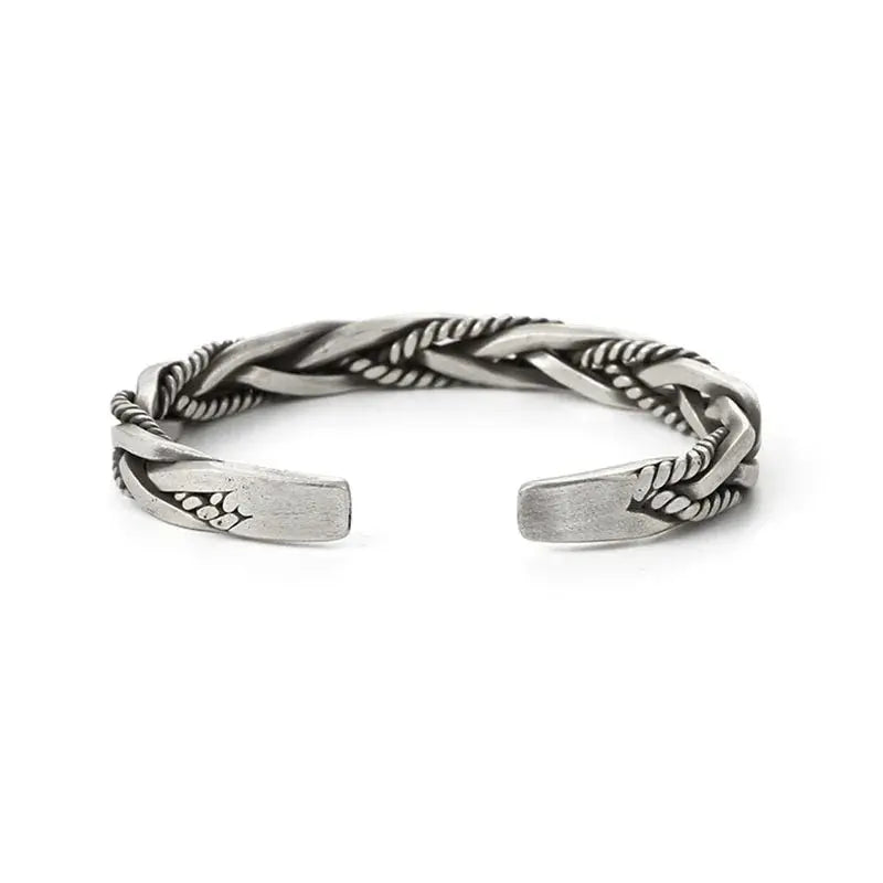 Helix - Twisted sterling silver bangle with rope detail-Bondi Label