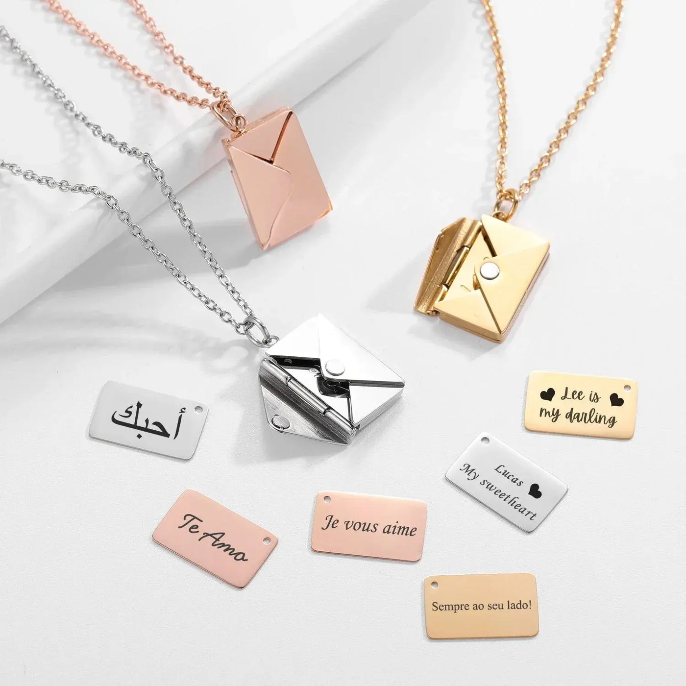 Sofia - Geometric pendant necklace with envelope-Bondi Label