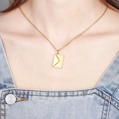 Sofia - Geometric pendant necklace with envelope-Bondi Label