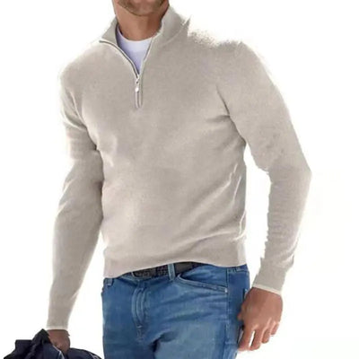 Fabiano - Exquisite men's jumper with three-quarter zip-Bondi Label