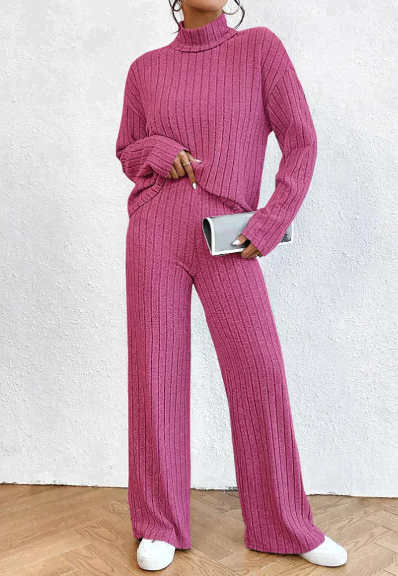 Margaux™ - knitted trousers and sweater with turtleneck for women-Bondi Label