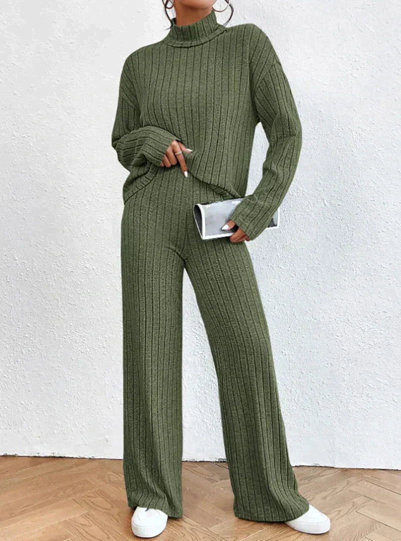 Margaux™ - knitted trousers and sweater with turtleneck for women-Bondi Label