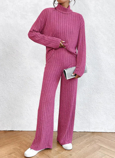 Margaux™ - knitted trousers and sweater with turtleneck for women-Bondi Label