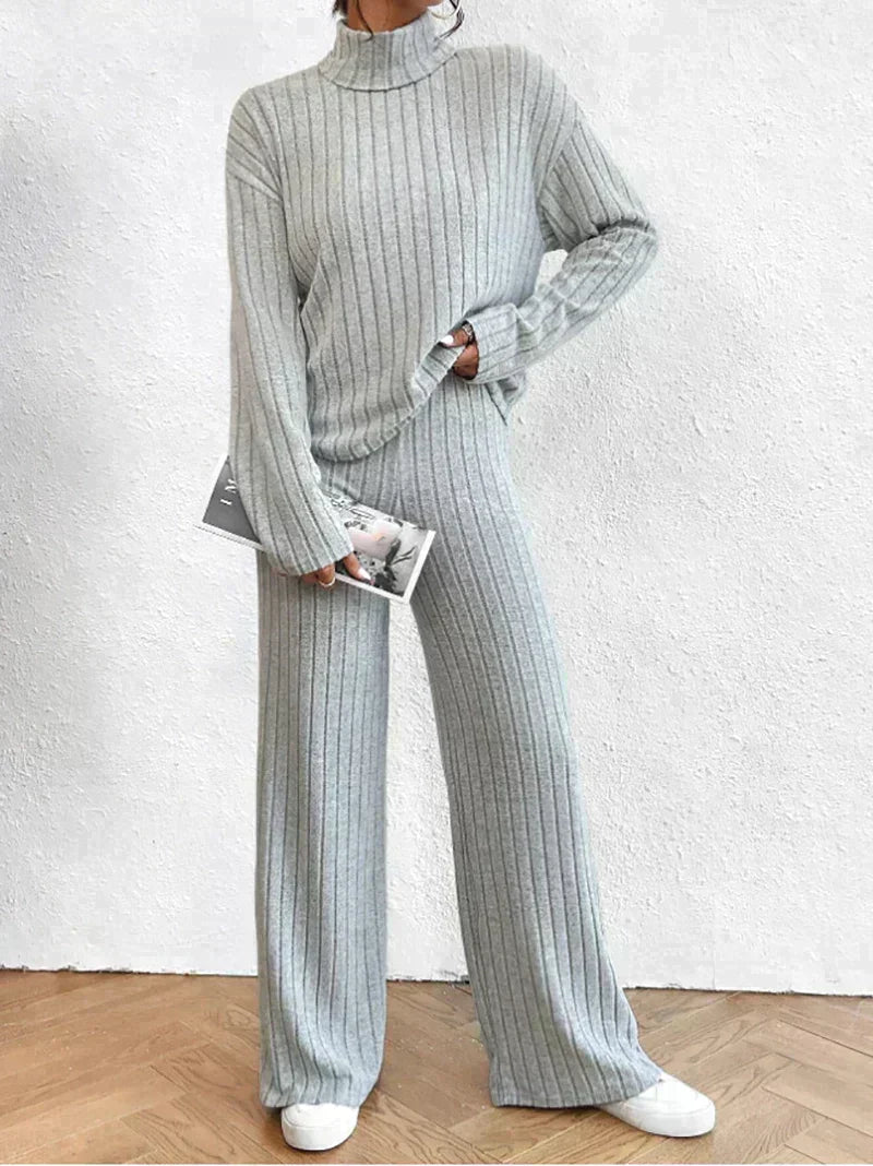 Margaux™ - knitted trousers and sweater with turtleneck for women-Bondi Label