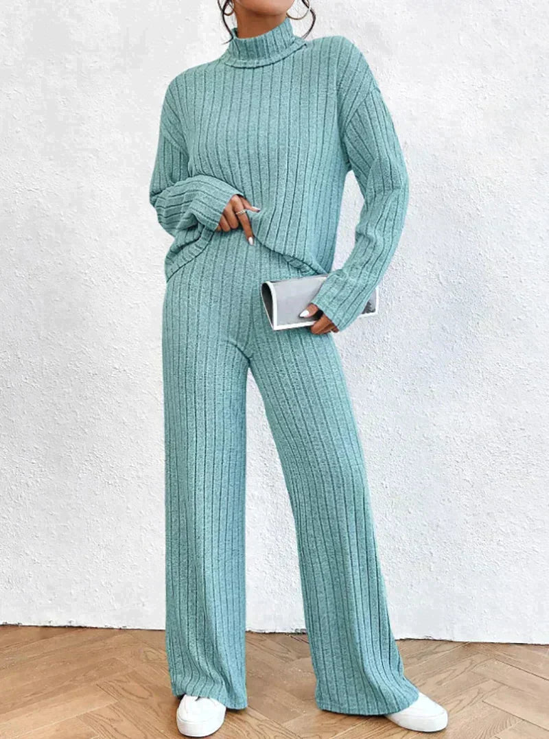 Margaux™ - knitted trousers and sweater with turtleneck for women-Bondi Label