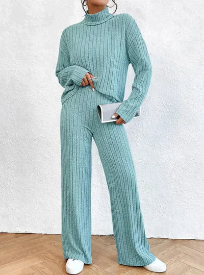 Margaux™ - knitted trousers and sweater with turtleneck for women-Bondi Label