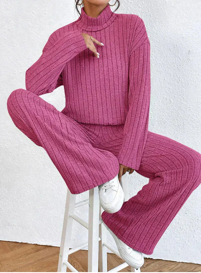 Margaux™ - knitted trousers and sweater with turtleneck for women-Bondi Label