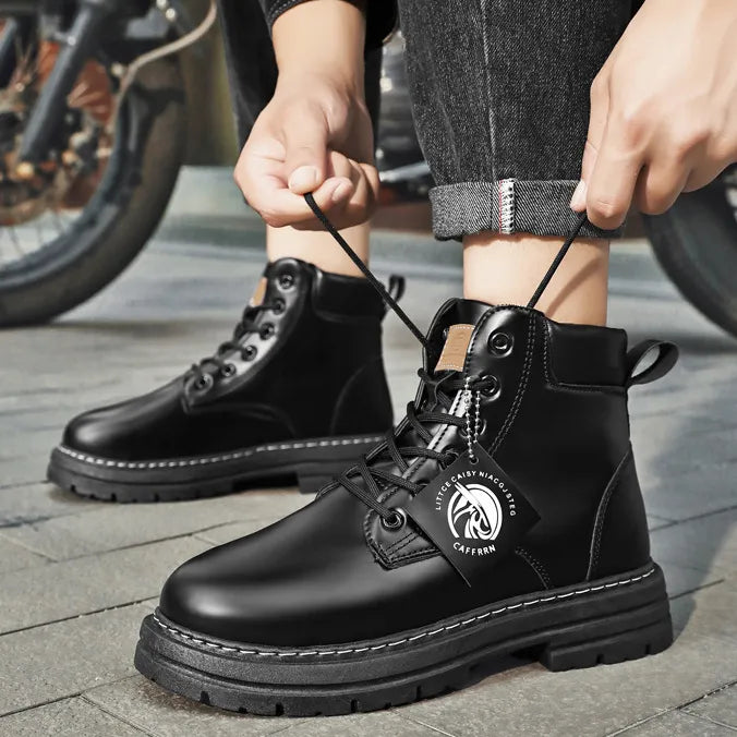 Ellie - Robust leather boots with non-slip platform sole-Bondi Label