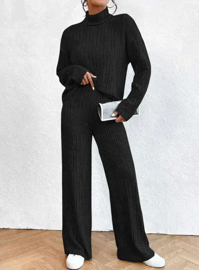 Margaux™ - knitted trousers and sweater with turtleneck for women-Bondi Label