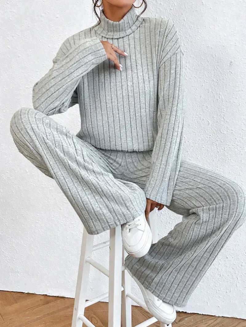 Margaux™ - knitted trousers and sweater with turtleneck for women-Bondi Label