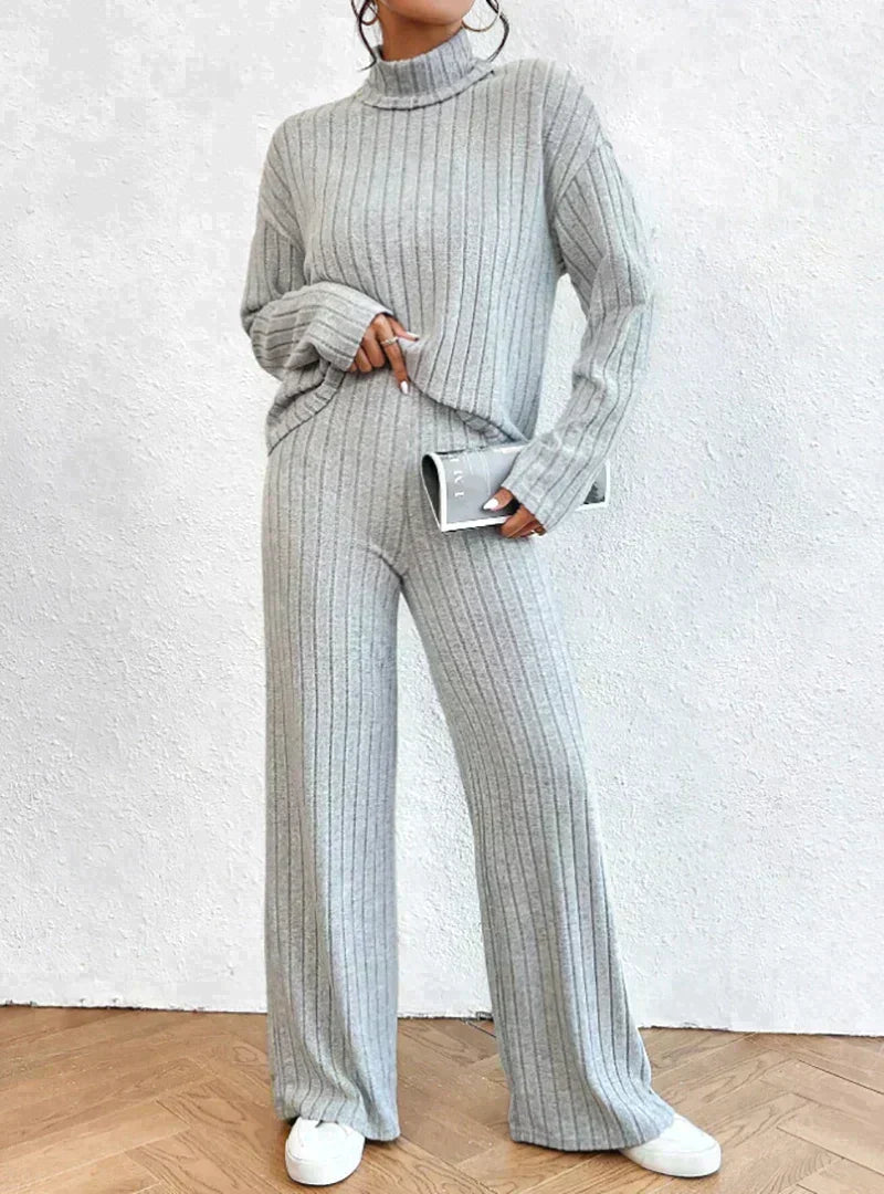 Margaux™ - knitted trousers and sweater with turtleneck for women-Bondi Label