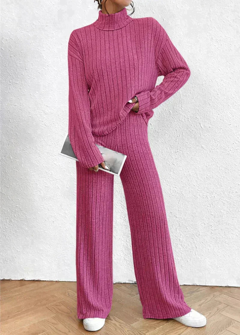 Margaux™ - knitted trousers and sweater with turtleneck for women-Bondi Label