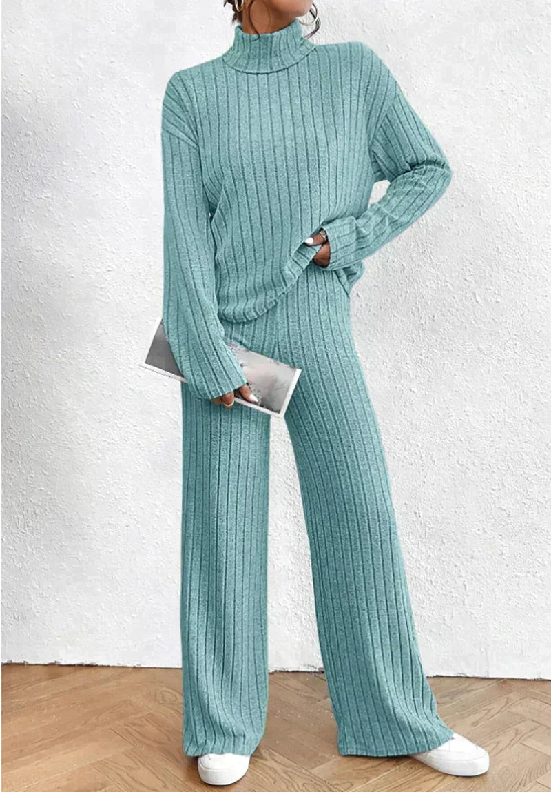 Margaux™ - knitted trousers and sweater with turtleneck for women-Bondi Label