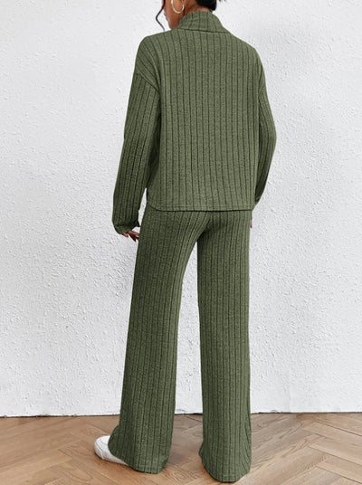 Margaux™ - knitted trousers and sweater with turtleneck for women-Bondi Label