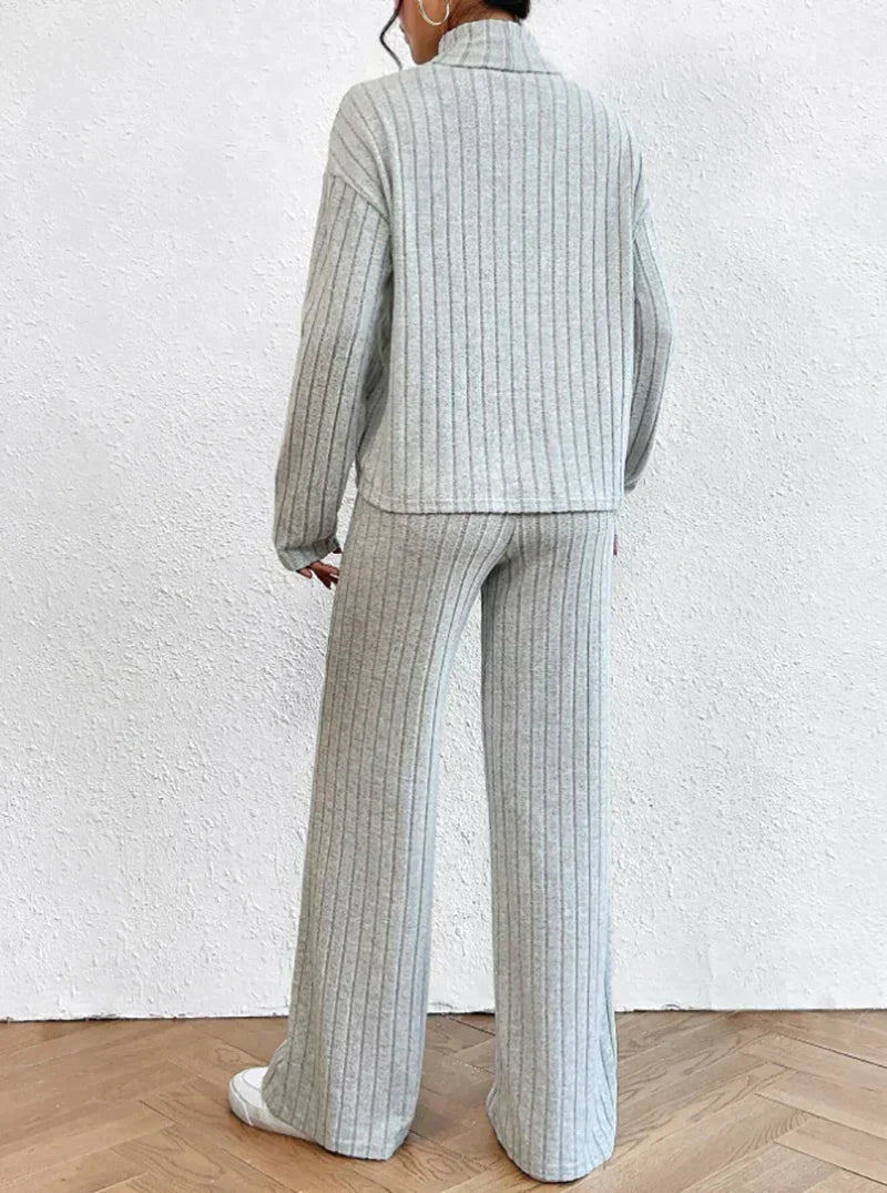 Margaux™ - knitted trousers and sweater with turtleneck for women-Bondi Label