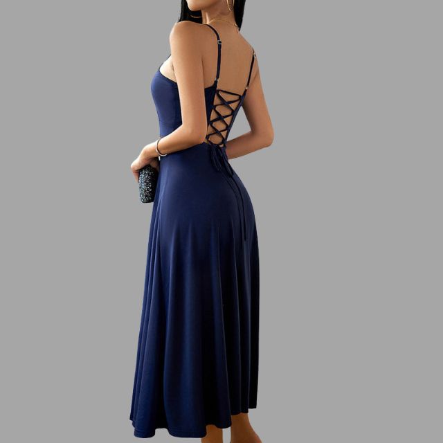 Selah - Elegant midi dress with lacing at the back-Bondi Label