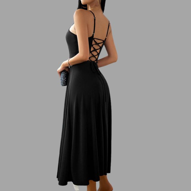 Selah - Elegant midi dress with lacing at the back-Bondi Label