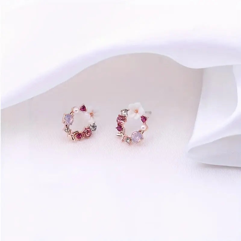 Fioralba - Stud earrings with floral motif and gemstone accents Aussie Label