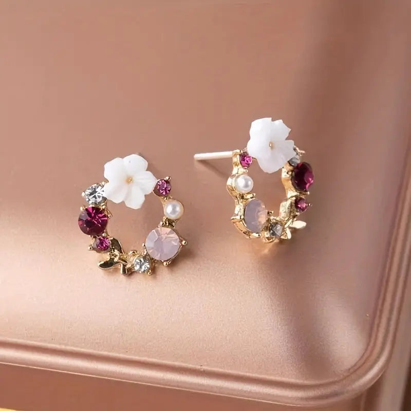 Fioralba - Stud earrings with floral motif and gemstone accents Aussie Label