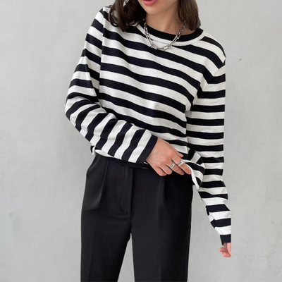 Women's striped round neck jumper Aussie Label