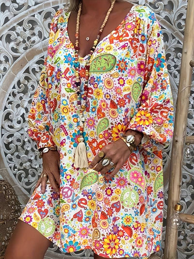 Gaila - Floral dress with V-neckline-Bondi Label