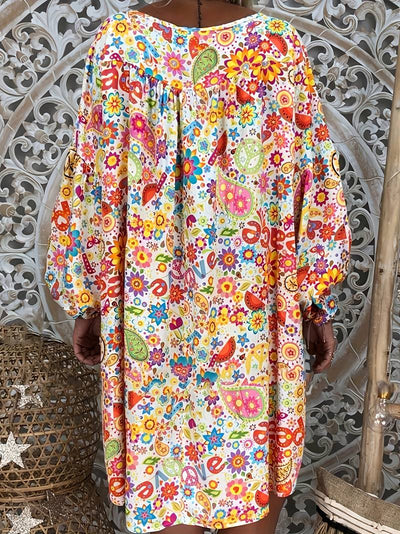 Gaila - Floral dress with V-neckline-Bondi Label