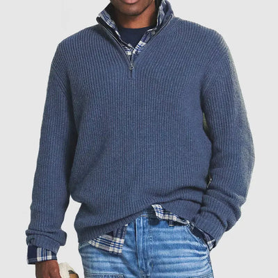 French - Men's cashmere business casual jumper with zip fastening-Bondi Label