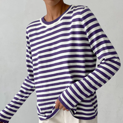 Women's striped round neck jumper Aussie Label