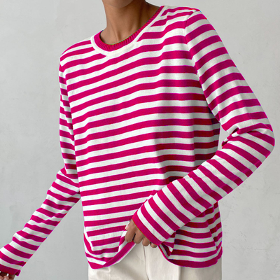 Women's striped round neck jumper Aussie Label