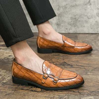 Harrison - Smooth leather shoes with crocodile embossing-Bondi Label