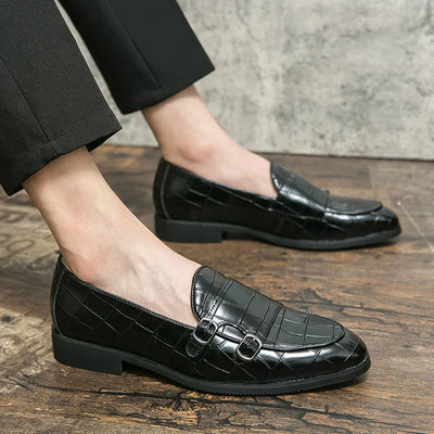 Harrison - Smooth leather shoes with crocodile embossing-Bondi Label